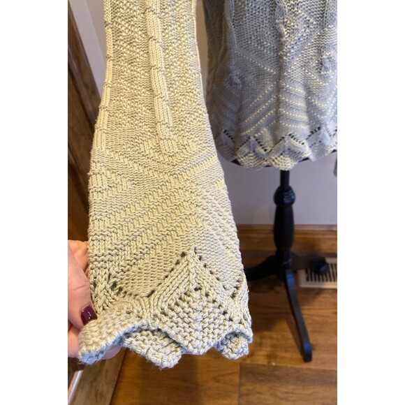 Retro Cable Knit Womens Sweater Crew Neck Soft Sage Green Size Medium Unique - Picture 6 of 12